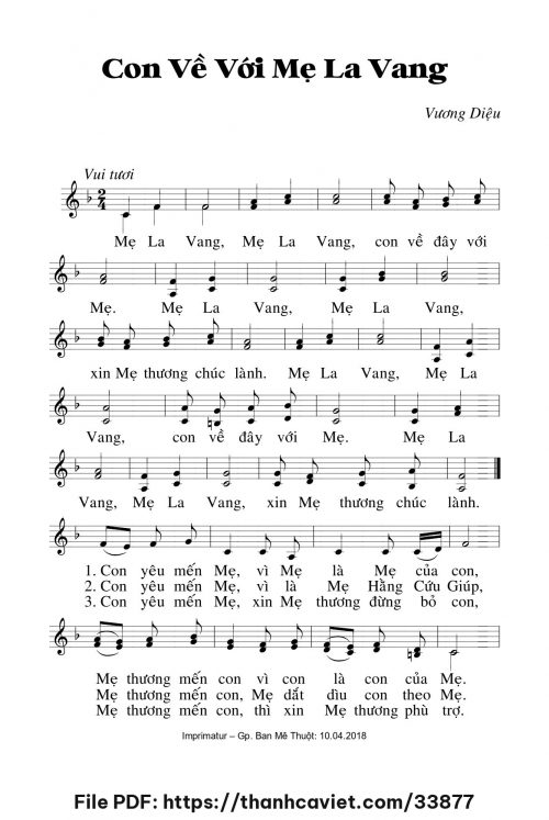 Con về với Mẹ La Vang - Lm. Vương Diệu - trang 1