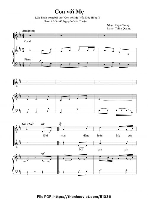 Con với Mẹ - Phạm Trung - ĐHY. FX Nguyễn Văn Thuận - trang 1