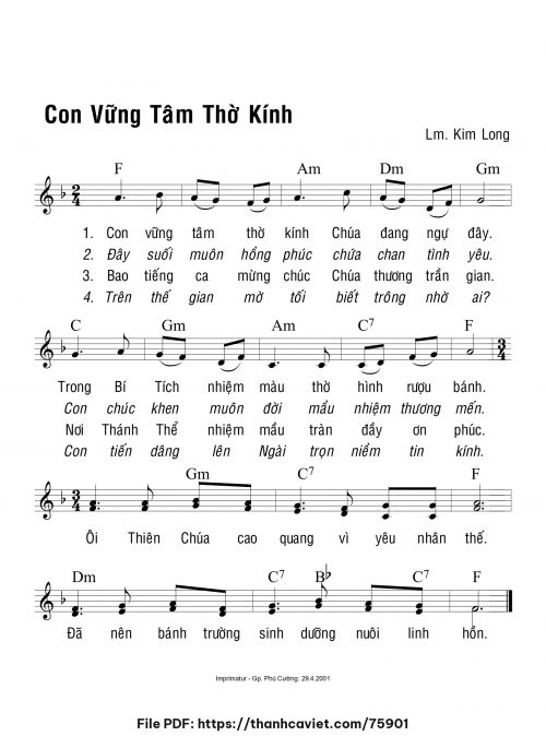 Con vững tâm thờ kính - Lm. Kim Long - trang 1
