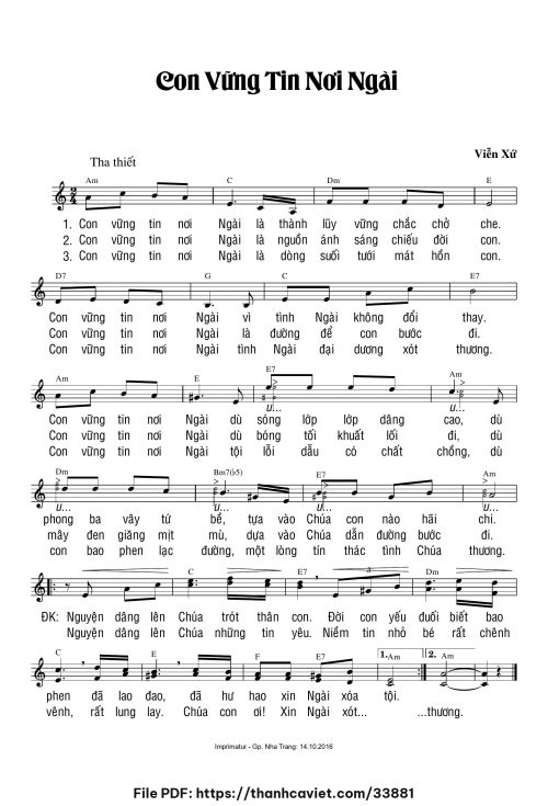 Con vững tin nơi Ngài - Viễn Xứ - trang 1