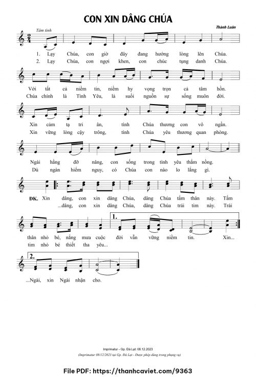 Con xin dâng Chúa - Thành Luân - trang 1