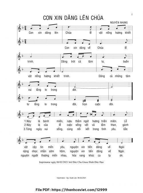 Con xin dâng lên Chúa - Nguyên Nhung - trang 1
