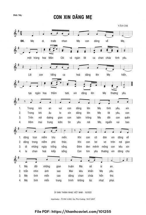 Con xin dâng Mẹ - Lm. Văn Chi - trang 1