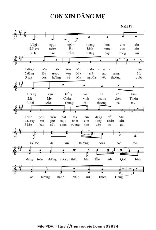 Con xin dâng Mẹ - Nhật Tân - trang 1