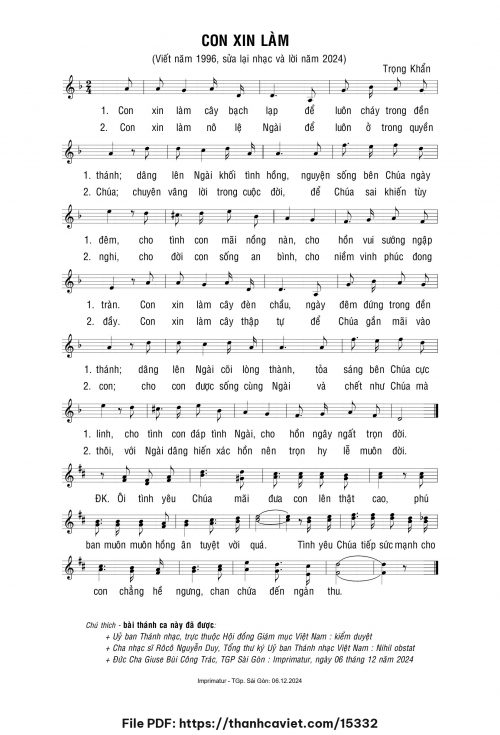Con xin làm - Lm. Trọng Khẩn - trang 1