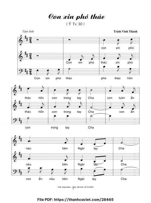 Con xin phó thác - Trịnh Vĩnh Thành - trang 1