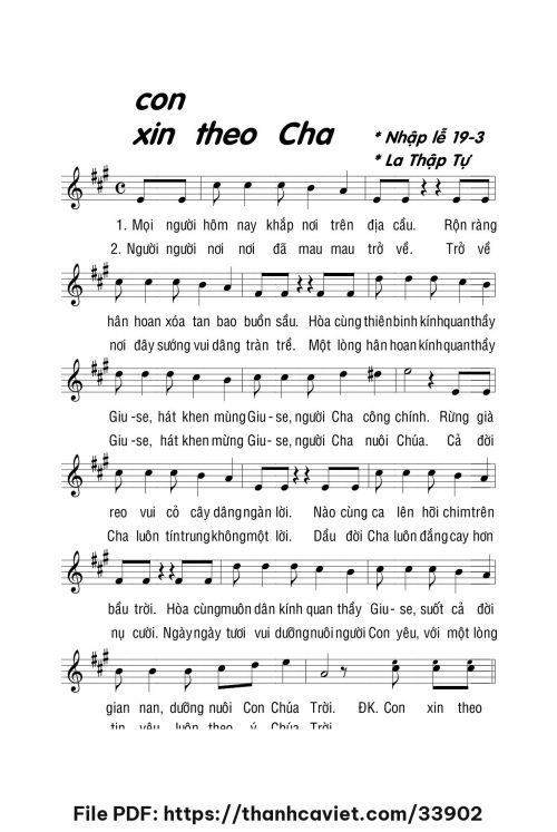 Con xin theo cha - Lm. La Thập Tự - trang 1