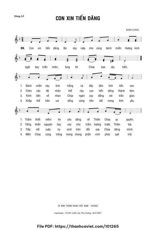 Con xin tiến dâng - Lm. Kim Long - trang 1