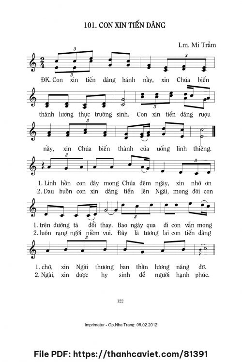 Con xin tiến dâng - Lm. Mi Trầm - trang 1