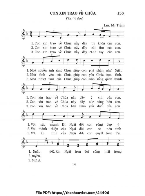 Con xin trao về Chúa - Lm. Mi Trầm - trang 1