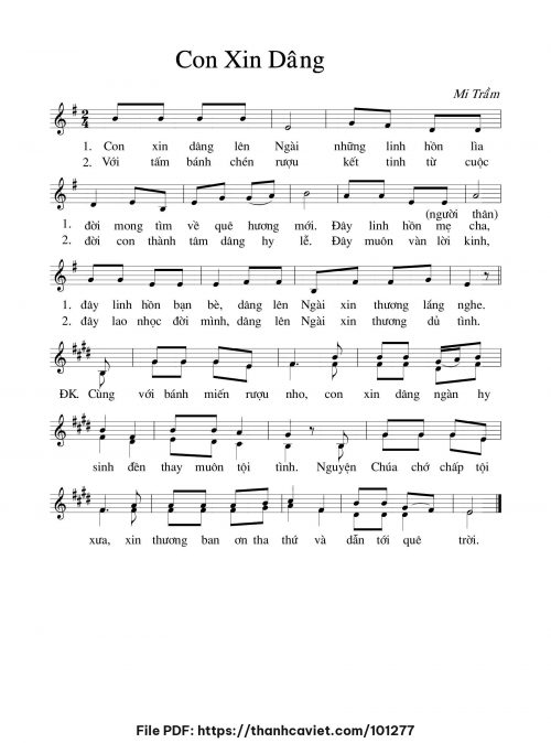 Con xin vâng - Lm. Mi Trầm - trang 1