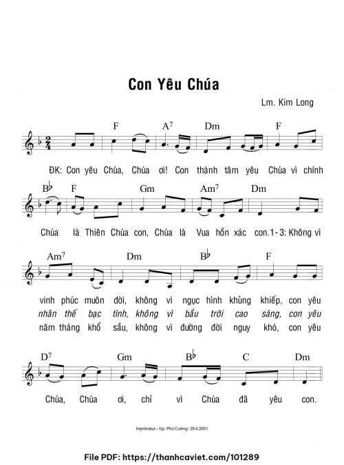 Con yêu Chúa - Lm. Kim Long - trang 1
