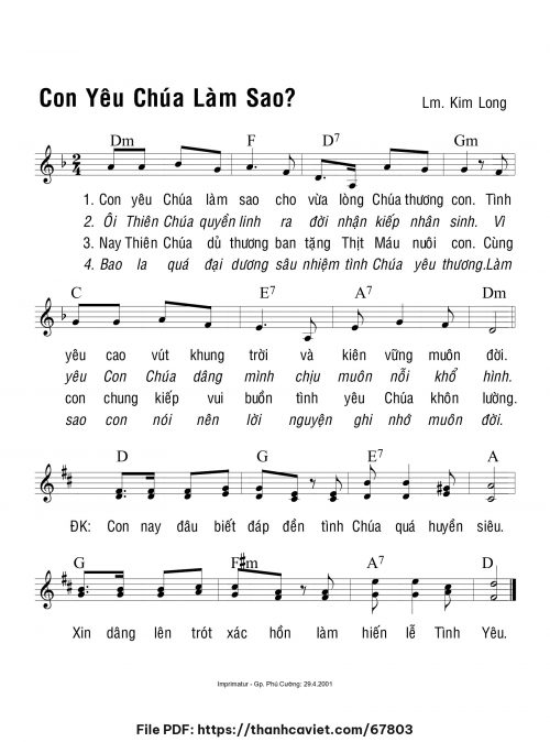 Con yêu Chúa làm sao - Lm. Kim Long - trang 1