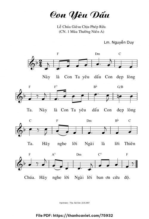 Con yêu dấu - Lm. Nguyễn Duy - trang 1