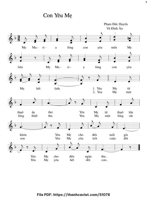 Con yêu Mẹ - Phạm Đức Huyến - Vũ Đình Ân - trang 1