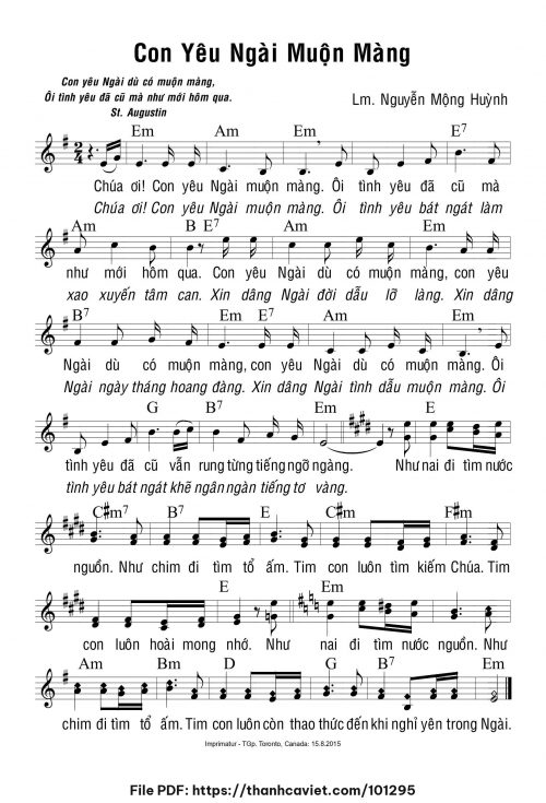 Con yêu Ngài muộn màng - Lm. Nguyễn Mộng Huỳnh - trang 1