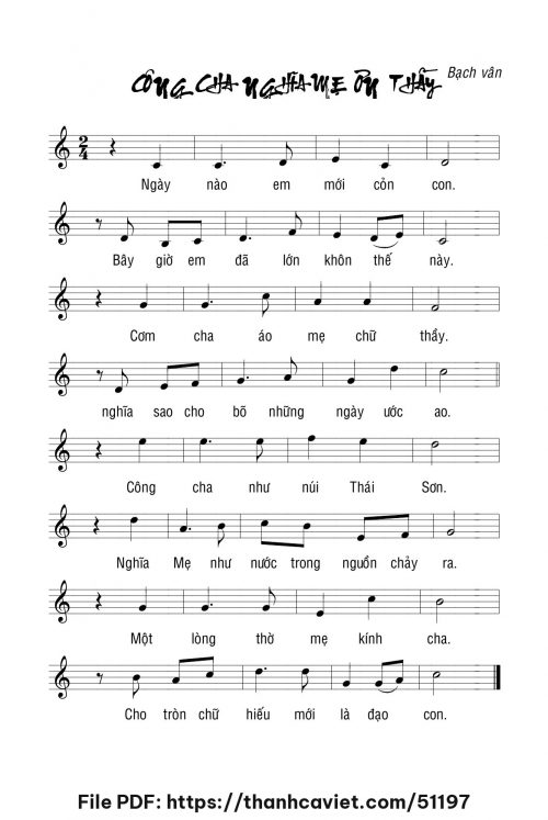 Công cha nghĩa mẹ ơn thầy - Lm. Bạch Vân - trang 1