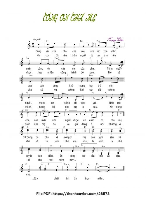 Công ơn cha mẹ - Lm. Trọng Khẩn - trang 1