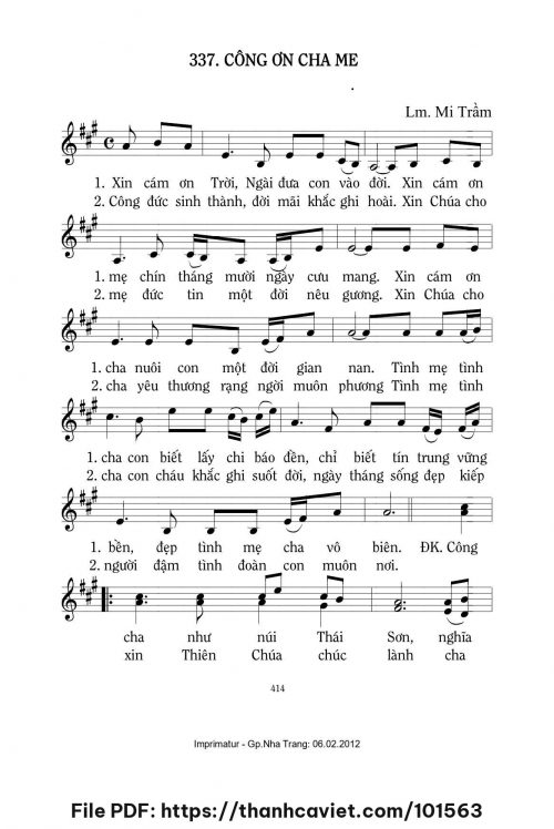 Công ơn cha mẹ - Lm. Mi Trầm - trang 1
