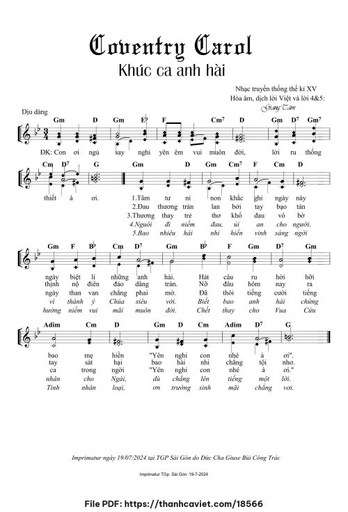 Coventry Carol – Khúc ca anh hài - Lm. Giang Tâm - trang 1
