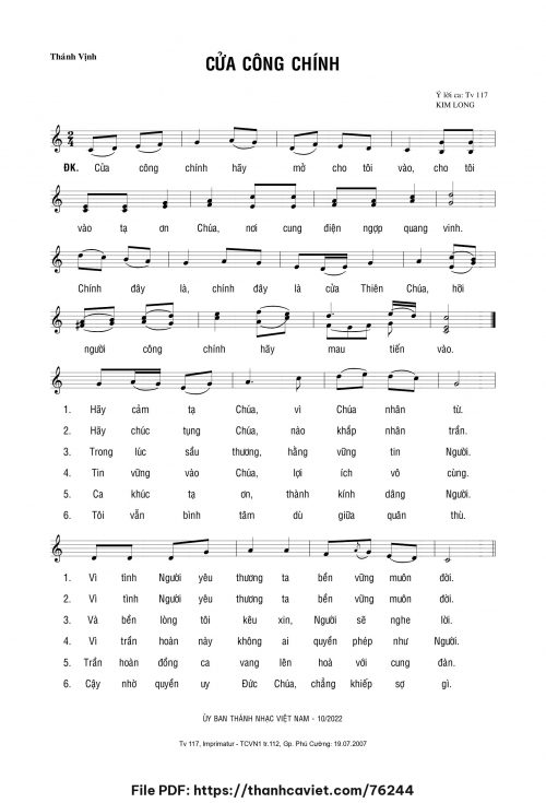 Cửa công chính - Lm. Kim Long - trang 1