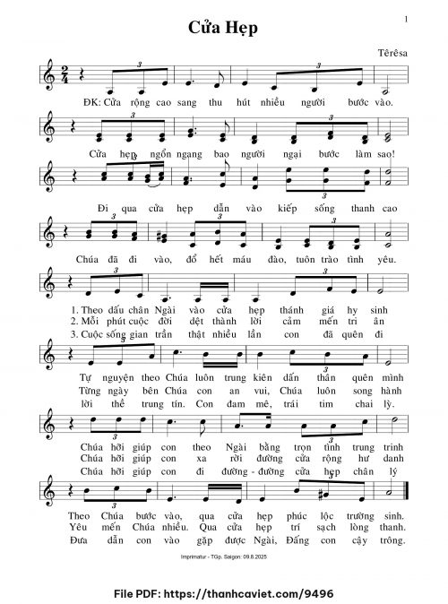 Cửa hẹp - Sr. Têrêsa - trang 1