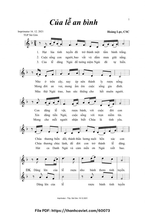 Của lễ an bình - Hoàng Lực, CSC - trang 1