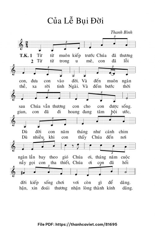 Của lễ bụi đời - Lm. Thanh Bình - trang 1