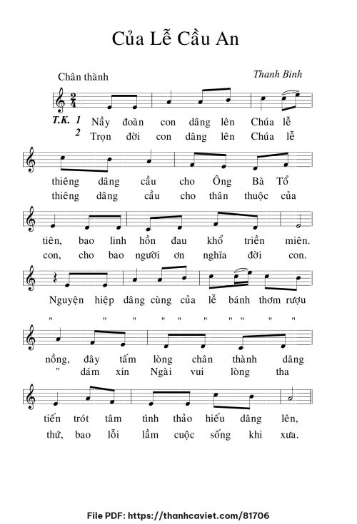Của lễ cầu an - Lm. Thanh Bình - trang 1