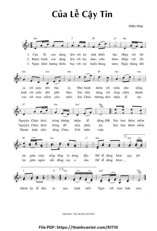 Của lễ cậy tin - Sr. Hiền Hòa - trang 1