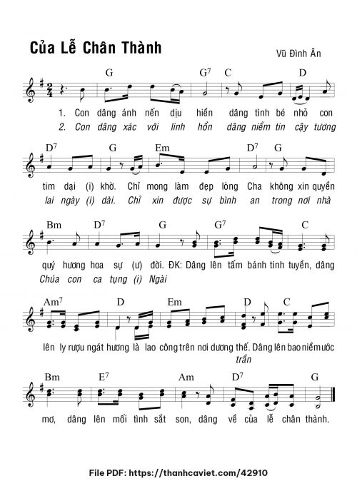 Của lễ chân thành - Vũ Đình Ân - trang 1