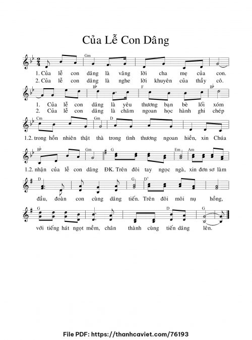 Của Lễ Con Dâng - Chưa biết - trang 1