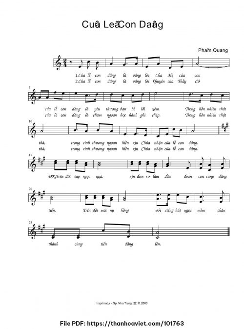 Của lễ con dâng - Lm. Phạm Quang, OP - trang 1