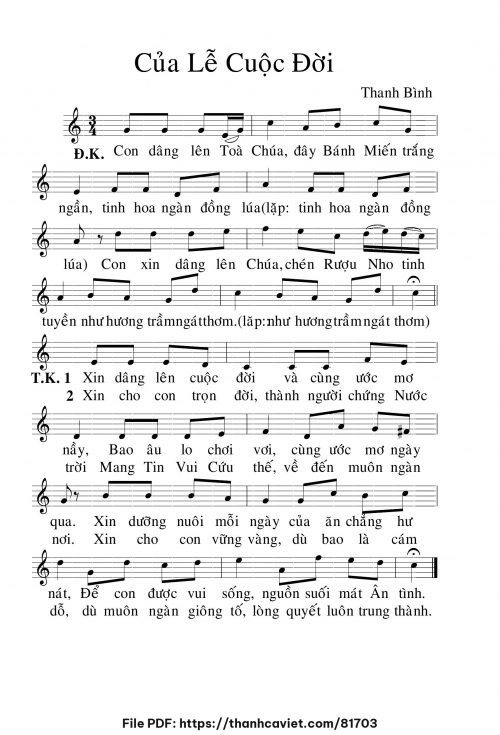 Của lễ cuộc đời - Lm. Thanh Bình - trang 1