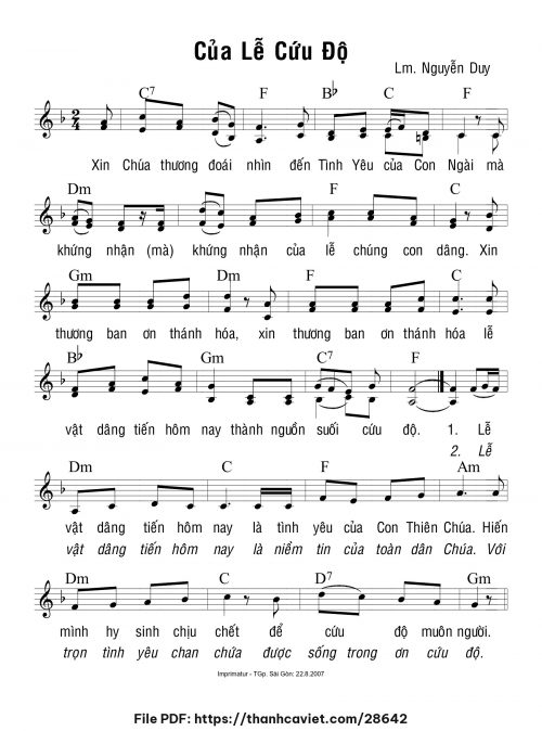 Của lễ cứu độ - Lm. Nguyễn Duy - trang 1