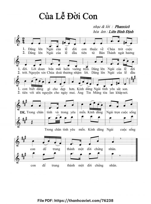 Của lễ đời con - Phanxicô (Hòa âm: Liên Bình Đinh) - trang 1