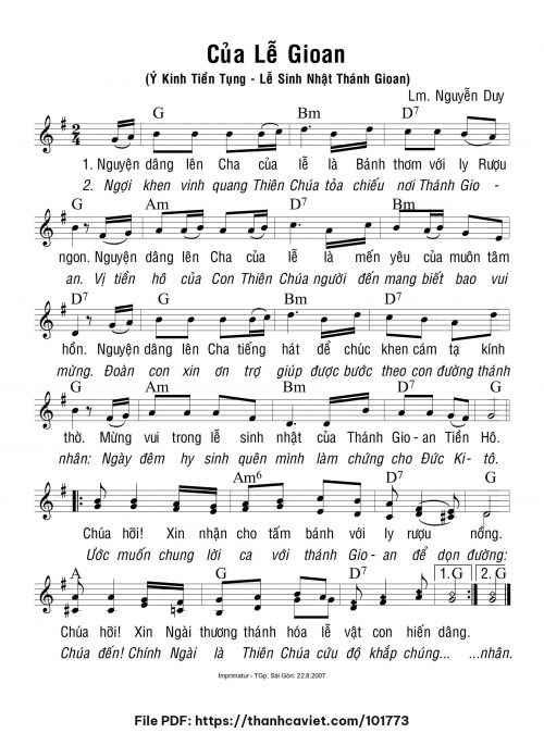 Của lễ Gioan - Lm. Nguyễn Duy - trang 1