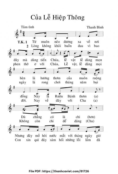 Của lễ hiệp thông - Lm. Thanh Bình - trang 1