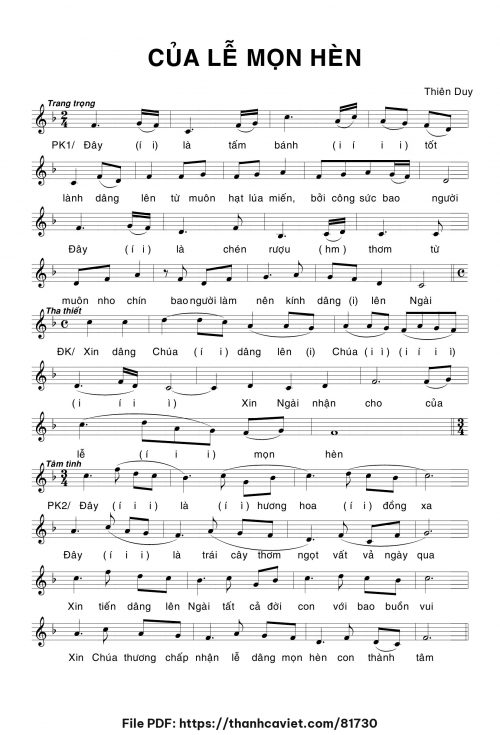 Của lễ mọn hèn - Thiên Duy - trang 1
