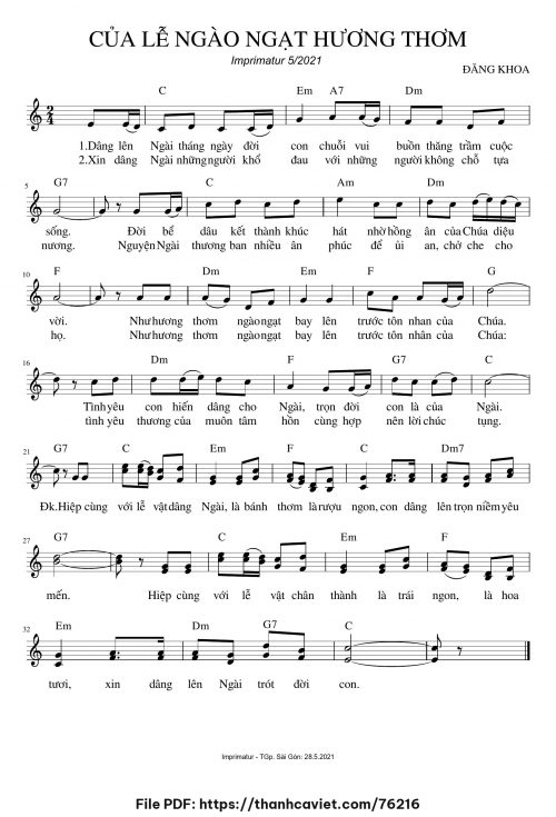 Của lễ ngào ngạt hương thơm - Đăng Khoa - trang 1