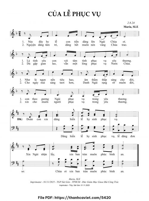Của lễ phục vụ - Sr. Maria, SLE - trang 1