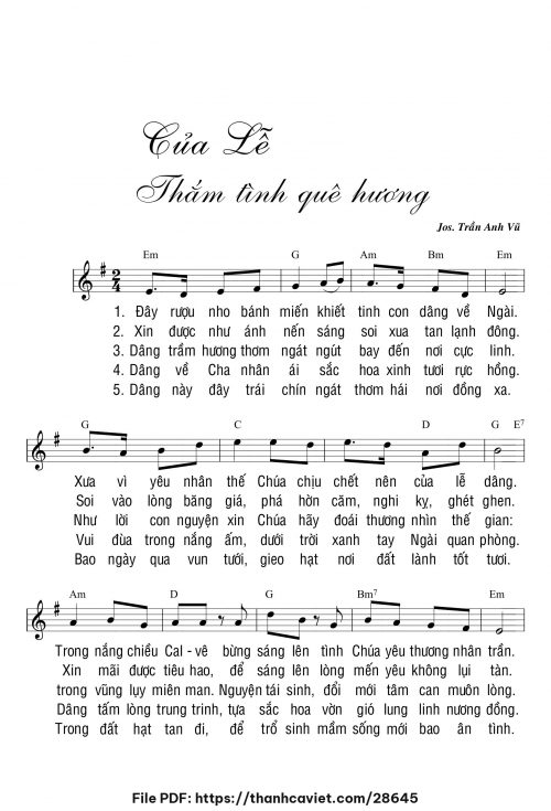 Của lễ thắm tình quê hương - Jos. Trần Anh Vũ - trang 1