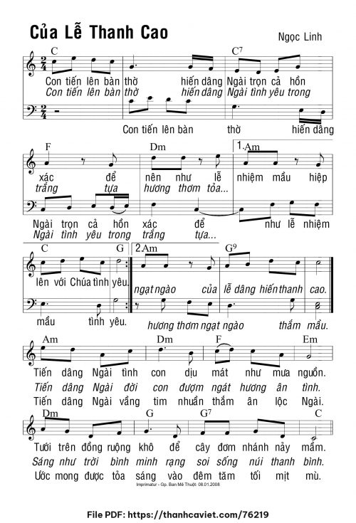 Của lễ thanh cao - Ngọc Linh - trang 1