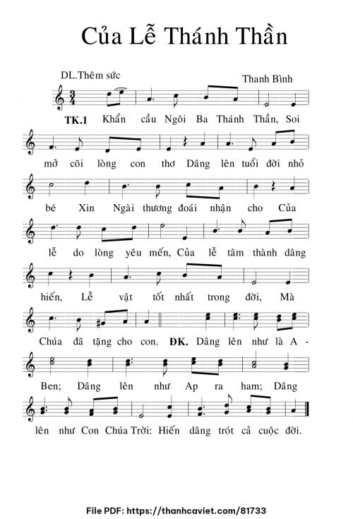 Của lễ Thánh Thần - Lm. Thanh Bình - trang 1