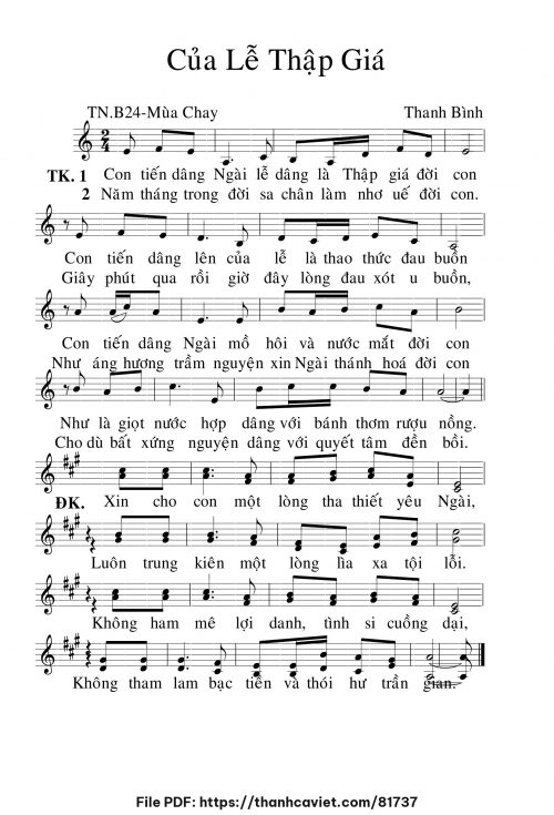 Của lễ thập giá - Lm. Thanh Bình - trang 1
