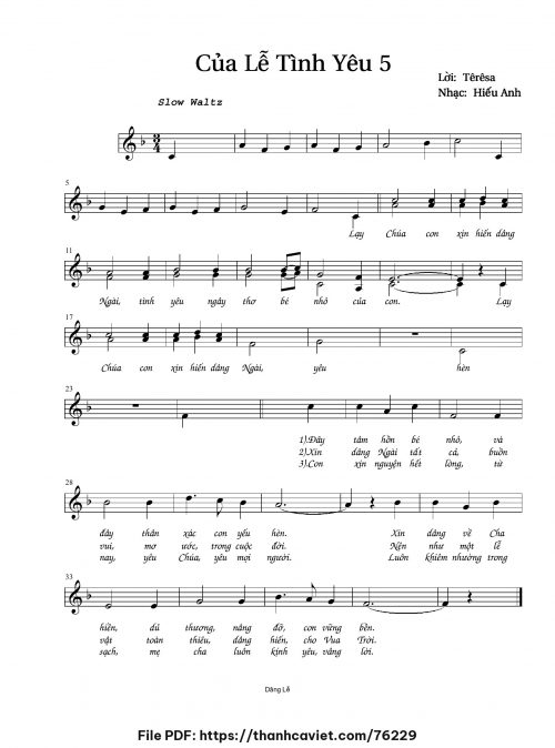 Của lễ tình yêu 5 - Hiếu Anh -Lời: Têrêsa - trang 1