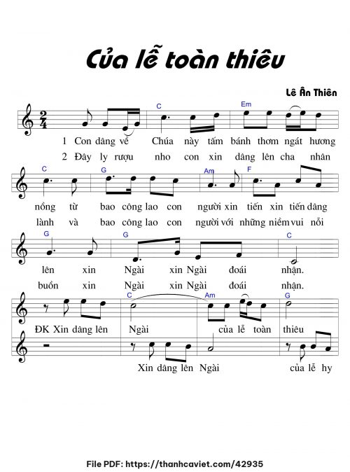 Của lễ toàn thiêu - Lê Ân Thiên - trang 1