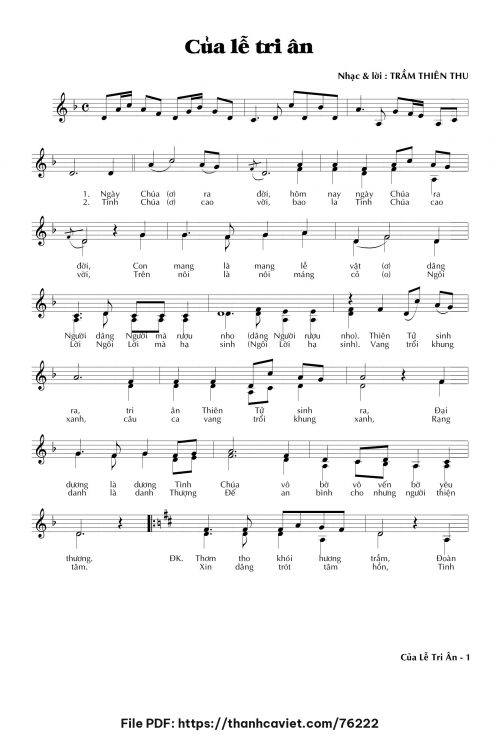 Của lễ tri ân - Trầm Thiên Thu - trang 1