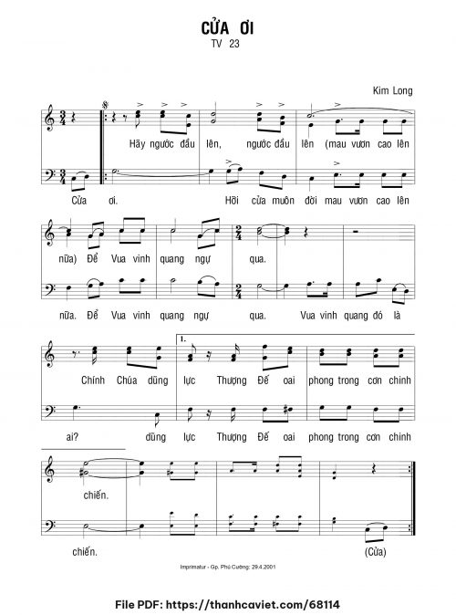 Cửa ơi - Lm. Kim Long - trang 1