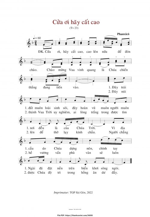 Cửa ơi hãy cất cao - Phanxicô - trang 1